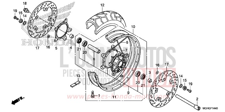 ROUE AVANT von VFR1200X "Crosstourer" DCT PEARL COSMIC BLACK (NHA64) von 2016